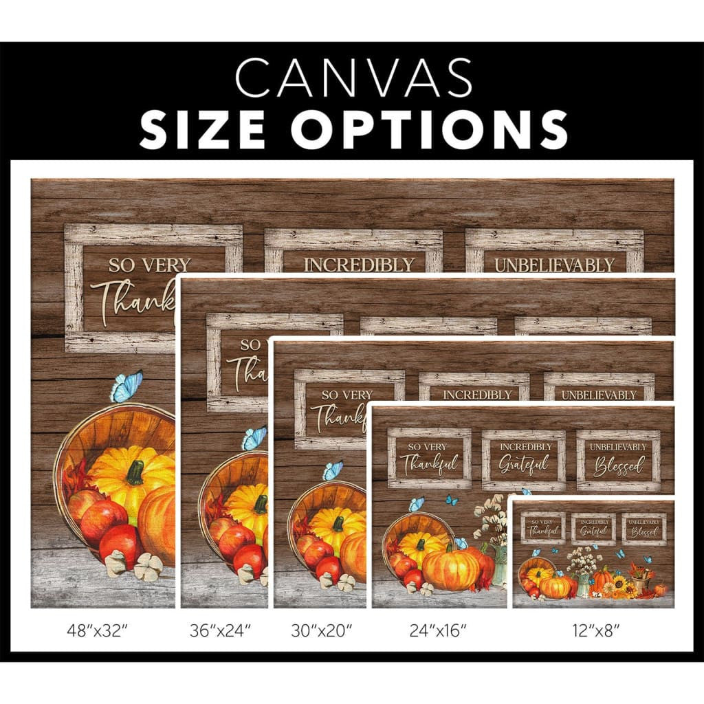 Thankful Grateful Blessed Pumpkin Thanksgiving Canvas Gallery Wrapped Canvas Framed Gift Idea Canvas