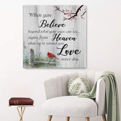 When You Believe Beyond What Your Eyes Can See Thanksgiving Home Decor Canvas Gallery Wrapped Canvas Framed Gift Idea Square Canvas Frames