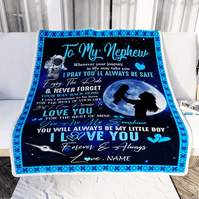 Personalized To My Nephew Blanket From Aunt Auntie Wherever Your Journey My Little Boy Nephew Birthday Graduation Christmas Customized Fleece Blanket