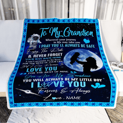 Personalized To My Grandson Blanket From Grandma Nana Wherever Your Journey My Little Boy Grandson Birthday Graduation Christmas Customized Fleece Blanket
