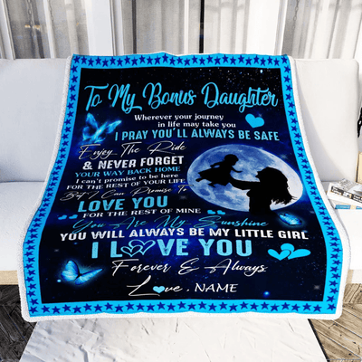 Personalized To My Bonus Daughter Blanket From Stepmother Wherever Your Journey My Little Girl Stepdaughter Birthday Christmas Customized Fleece Blanket