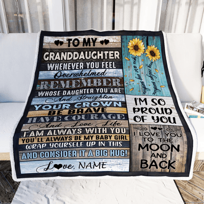 Personalized To My Granddaughter Blanket from Grandma Nana Wood Whenever You Feel Overwhelmed Remember Whose Granddaughter Birthday Christmas Fleece Blanket