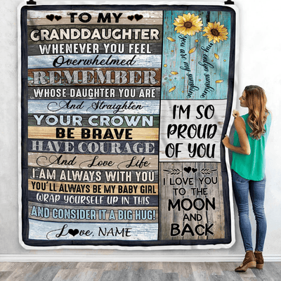Personalized To My Granddaughter Blanket from Grandma Nana Wood Whenever You Feel Overwhelmed Remember Whose Granddaughter Birthday Christmas Fleece Blanket