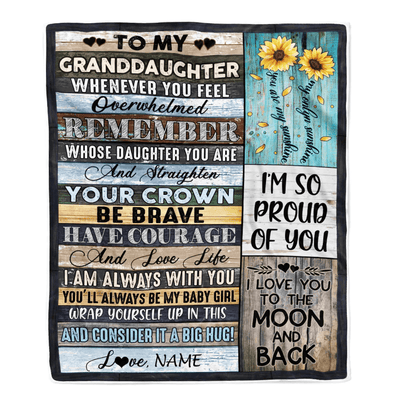 Personalized To My Granddaughter Blanket from Grandma Nana Wood Whenever You Feel Overwhelmed Remember Whose Granddaughter Birthday Christmas Fleece Blanket