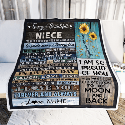 Personalized To My Beautiful Niece Blanket From Aunt Auntie Uncle Is A Good Day To Have A Great Day Wood Birthday Christmas Customized Fleece Blanket
