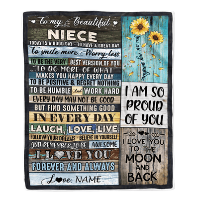 Personalized To My Beautiful Niece Blanket From Aunt Auntie Uncle Is A Good Day To Have A Great Day Wood Birthday Christmas Customized Fleece Blanket