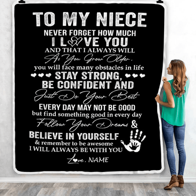 Personalized To My Niece I Love You Forever From Aunt Auntie Uncle Niece Birthday Christmas Thanksgiving Graduation Customized Fleece Blanket