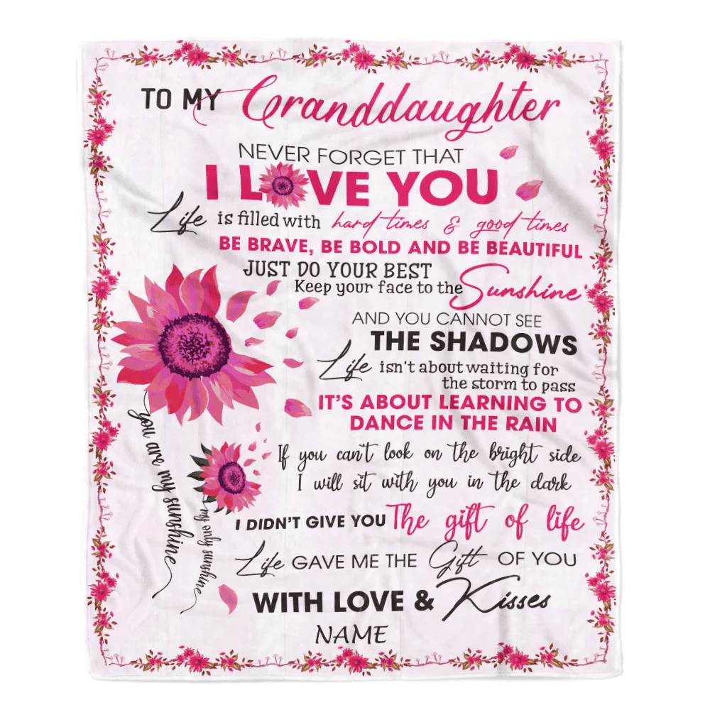 Personalized To My Granddaughter Blanket From Grandma Grandpa Nana I Love You Pink Sunflower Granddaughter Birthday Christmas Customized Fleece Blanket