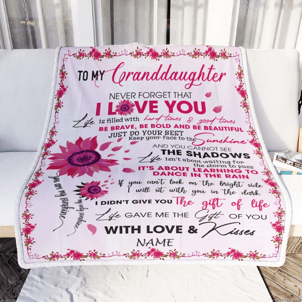 Personalized To My Granddaughter Blanket From Grandma Grandpa Nana I Love You Pink Sunflower Granddaughter Birthday Christmas Customized Fleece Blanket