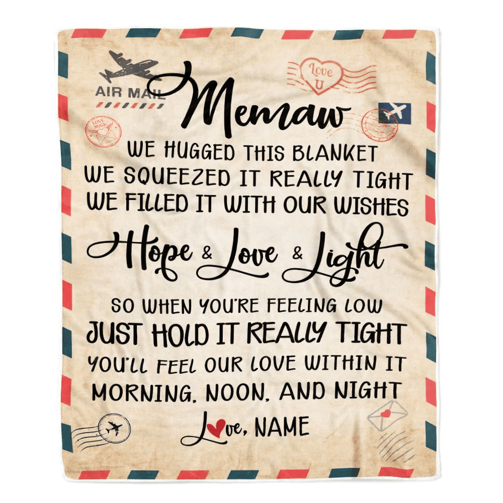 Personalized Memaw Blanket From Kids We Hugged This Blanket Mail Letter Memaw Birthday Mothers Day Christmas Customized Fleece Blanket