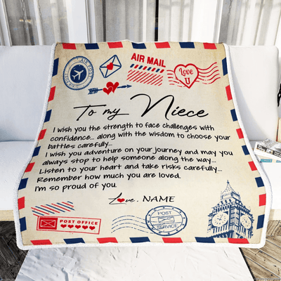 Personalized Letter Blanket To My Niece From Aunt Auntie Uncle I'm So Proud Of You Niece Birthday Christmas Thanksgiving Graduation Customized Fleece Blanket