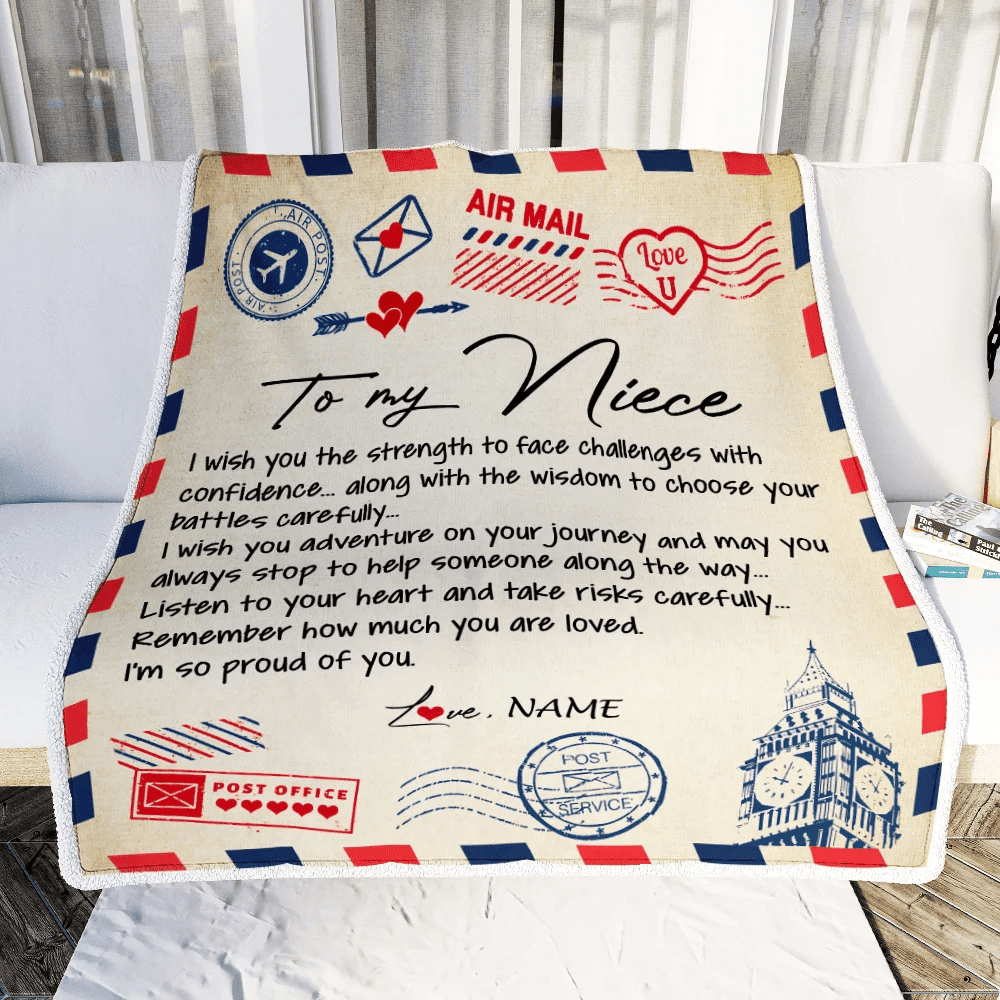 Personalized Letter Blanket To My Niece From Aunt Auntie Uncle I'm So Proud Of You Niece Birthday Christmas Thanksgiving Graduation Customized Fleece Blanket