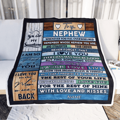 Personalized To My Nephew Blanket From Aunt Auntie Uncle Wood Whenever You Feel Overwhelmed Nephew Birthday Graduation Christmas Customized Fleece Blanket