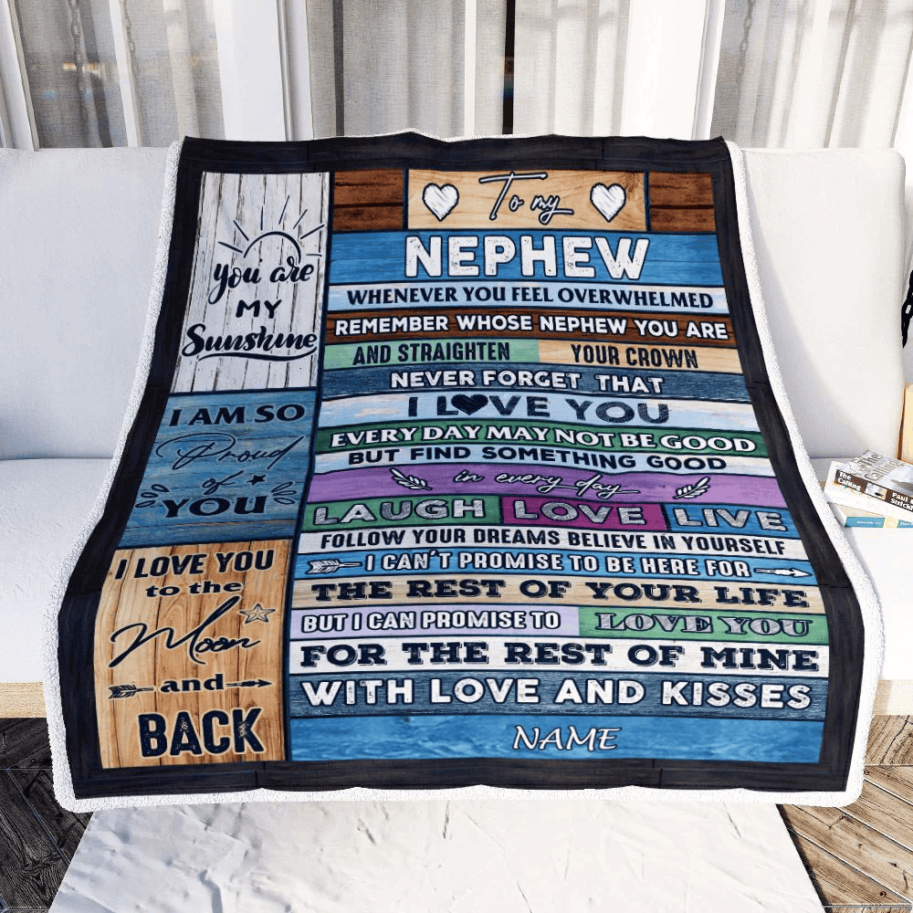 Personalized To My Nephew Blanket From Aunt Auntie Uncle Wood Whenever You Feel Overwhelmed Nephew Birthday Graduation Christmas Customized Fleece Blanket