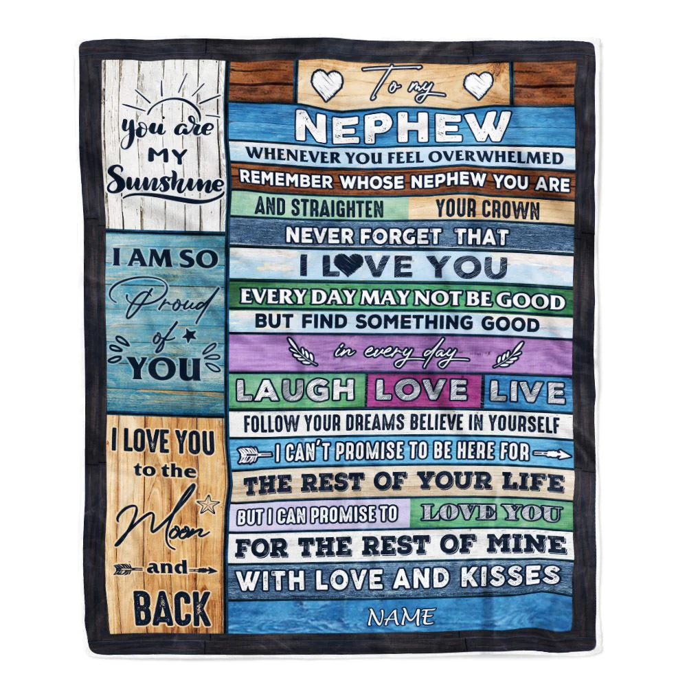 Personalized To My Nephew Blanket From Aunt Auntie Uncle Wood Whenever You Feel Overwhelmed Nephew Birthday Graduation Christmas Customized Fleece Blanket