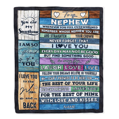 Personalized To My Nephew Blanket From Aunt Auntie Uncle Wood Whenever You Feel Overwhelmed Nephew Birthday Graduation Christmas Customized Fleece Blanket