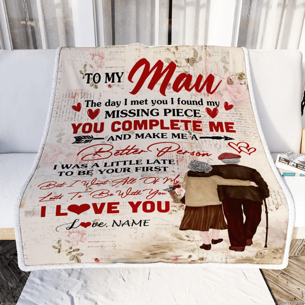 Personalized To My Man Blanket From Wife The Day I Met You Husband Birthday Anniversary Wedding Valentines Day Christmas Customized Fleece Throw Blanket