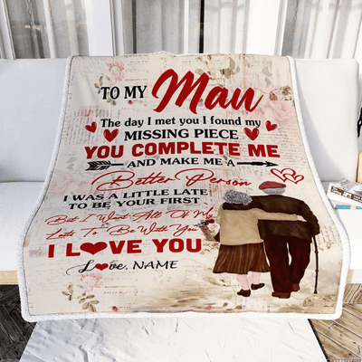Personalized To My Man Blanket From Wife The Day I Met You Husband Birthday Anniversary Wedding Valentines Day Christmas Customized Fleece Throw Blanket