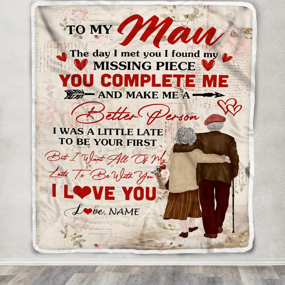 Personalized To My Man Blanket From Wife The Day I Met You Husband Birthday Anniversary Wedding Valentines Day Christmas Customized Fleece Throw Blanket