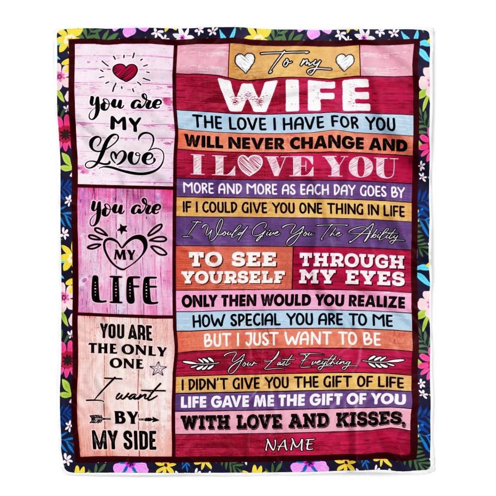 Personalized To My Wife Blanket From Husband Wood I Love You More And More Soulmate Wife Anniversary Valentines Day Wedding Christmas Fleece Throw Blanket
