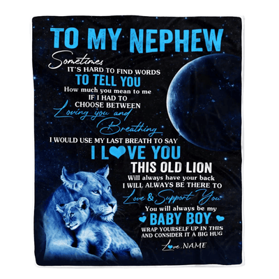 Personalized To My Nephew Blanket From Aunt Auntie I Love You This Old Lion Nephew Birthday Graduation Christmas Customized Bed Fleece Throw Blanket