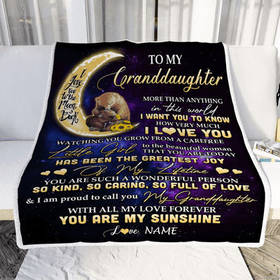 Personalized To My Granddaughter Blanket From Grandma Nana Positive Energy Encourage Brave Little Bear Birthday Christmas Customized Fleece Blanket
