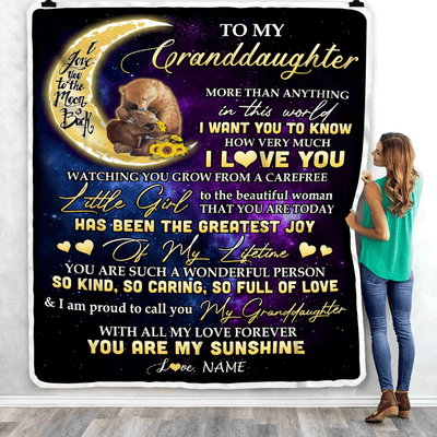 Personalized To My Granddaughter Blanket From Grandma Nana Positive Energy Encourage Brave Little Bear Birthday Christmas Customized Fleece Blanket