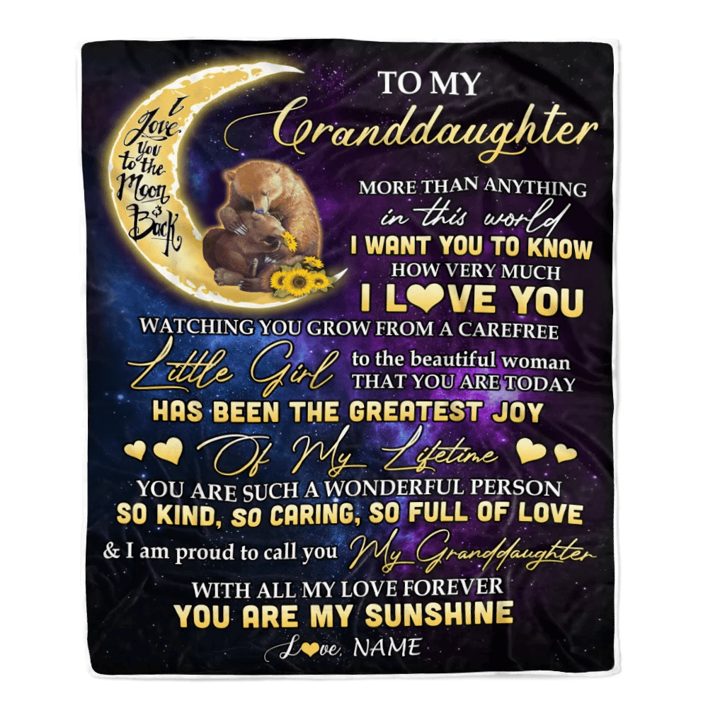Personalized To My Granddaughter Blanket From Grandma Nana Positive Energy Encourage Brave Little Bear Birthday Christmas Customized Fleece Blanket