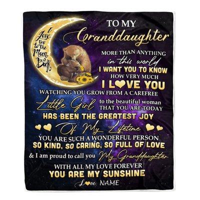 Personalized To My Granddaughter Blanket From Grandma Nana Positive Energy Encourage Brave Little Bear Birthday Christmas Customized Fleece Blanket