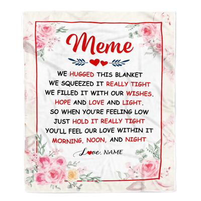 Personalized Meme Blanket From Grandkids Granddaughter Grandson We Hugged This Blanket Floral Meme Birthday Mothers Day Christmas Customized Fleece Blanket