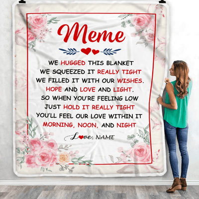 Personalized Meme Blanket From Grandkids Granddaughter Grandson We Hugged This Blanket Floral Meme Birthday Mothers Day Christmas Customized Fleece Blanket