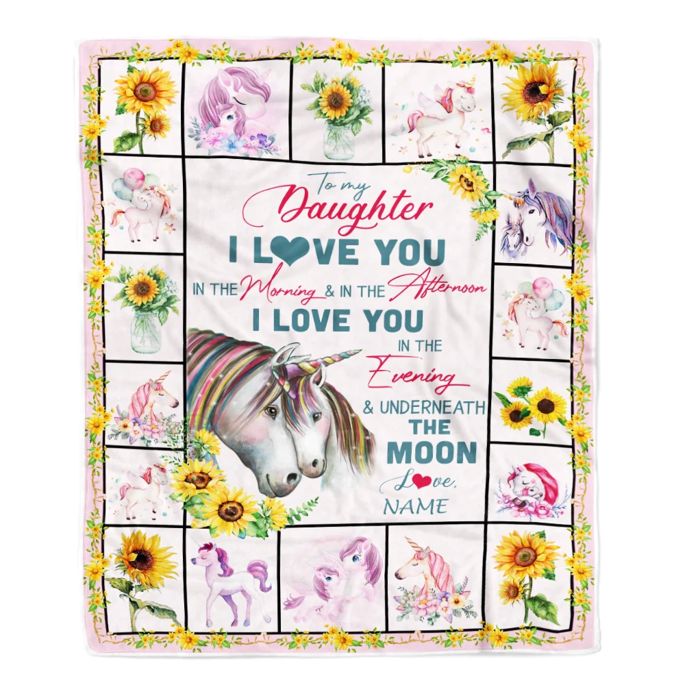 Personalized To My Daughter Unicorn Blanket From Mom Mother Dad Never Forget I Love You Daughter Birthday Christmas Customized Bed Fleece Blanket