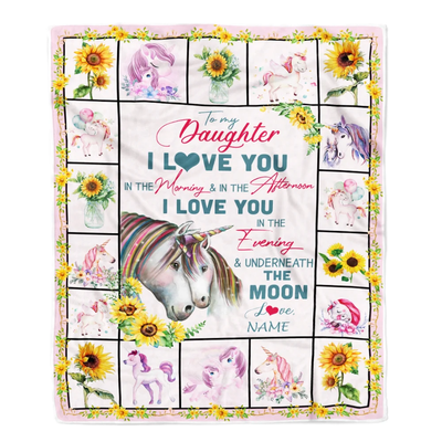 Personalized To My Daughter Unicorn Blanket From Mom Mother Dad Never Forget I Love You Daughter Birthday Christmas Customized Bed Fleece Blanket