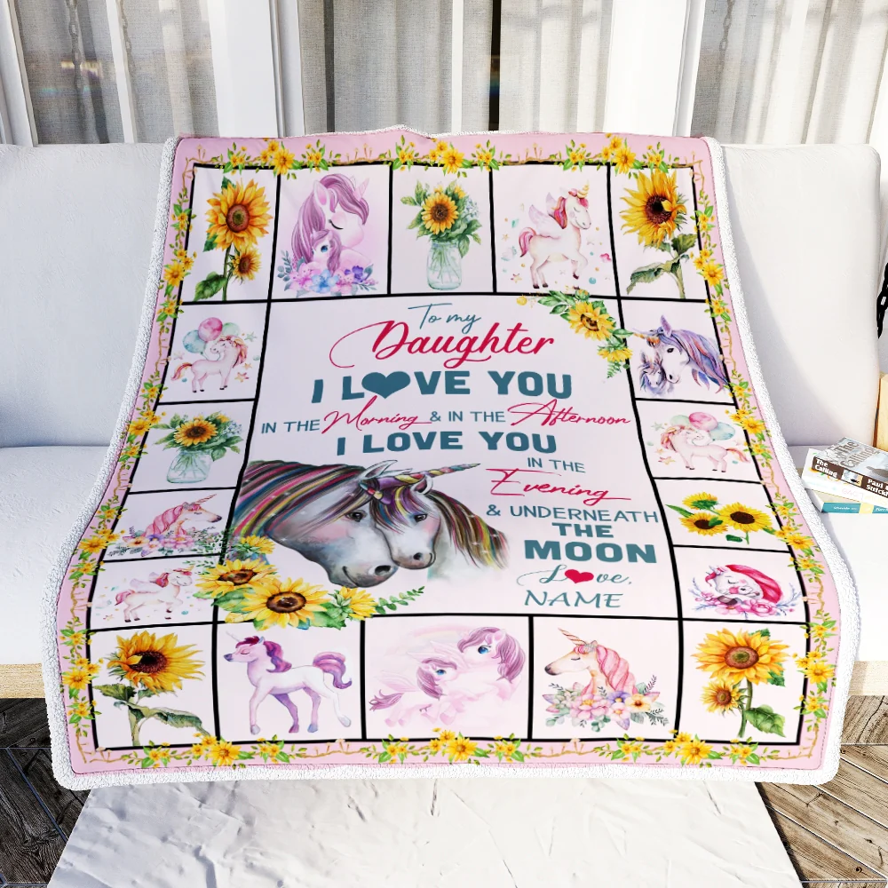 Personalized To My Daughter Unicorn Blanket From Mom Mother Dad Never Forget I Love You Daughter Birthday Christmas Customized Bed Fleece Blanket