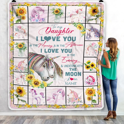 Personalized To My Daughter Unicorn Blanket From Mom Mother Dad Never Forget I Love You Daughter Birthday Christmas Customized Bed Fleece Blanket
