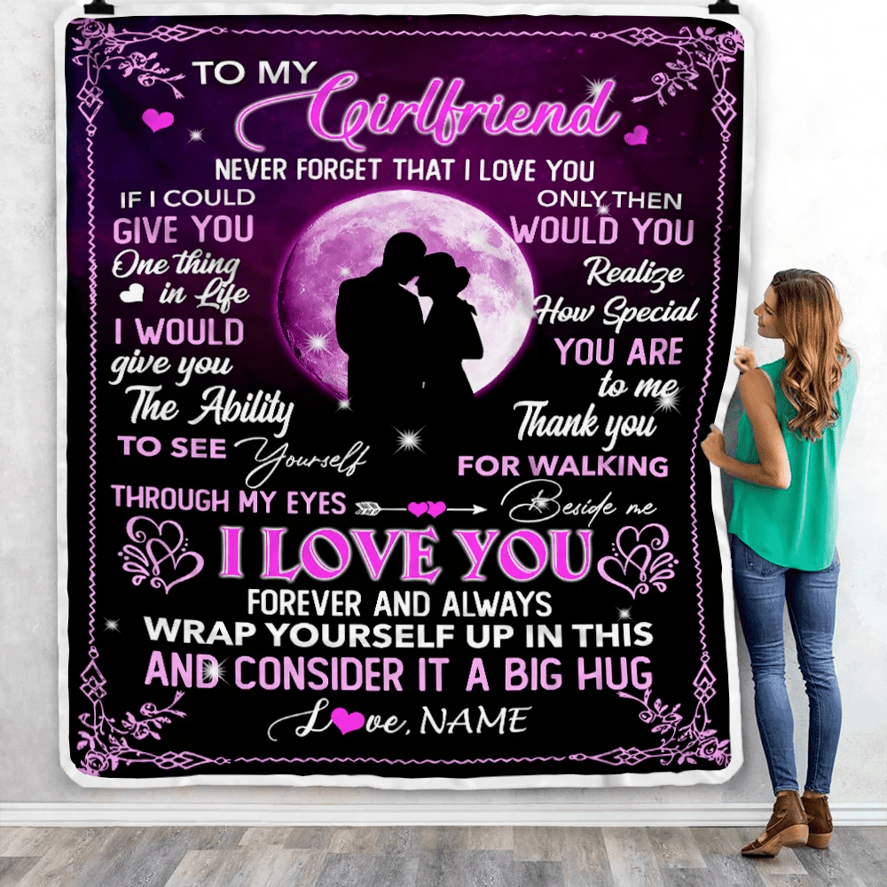 Personalized To My Girlfriend Blanket From Boyfriend I Love You Forever And Always Birthday Valentine Christmas Wedding Anniversary Customized Fleece Blanket