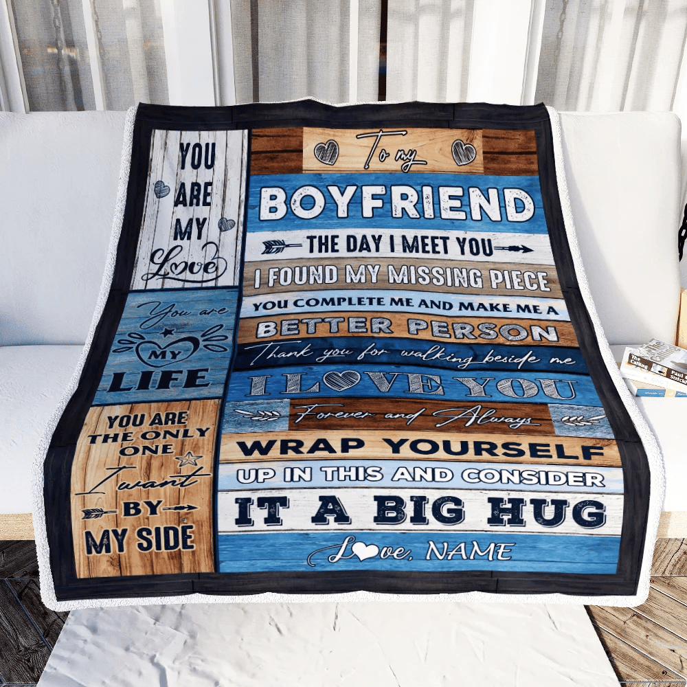 Personalized To My Boyfriend Blankets From Girlfriend You Are My Love It A Big Hug Boyfriend Birthday Valentine's Day Christmas Customized Fleece Blanket