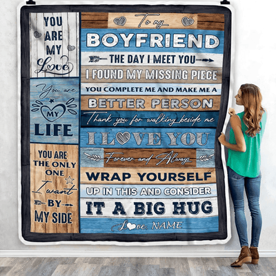 Personalized To My Boyfriend Blankets From Girlfriend You Are My Love It A Big Hug Boyfriend Birthday Valentine's Day Christmas Customized Fleece Blanket