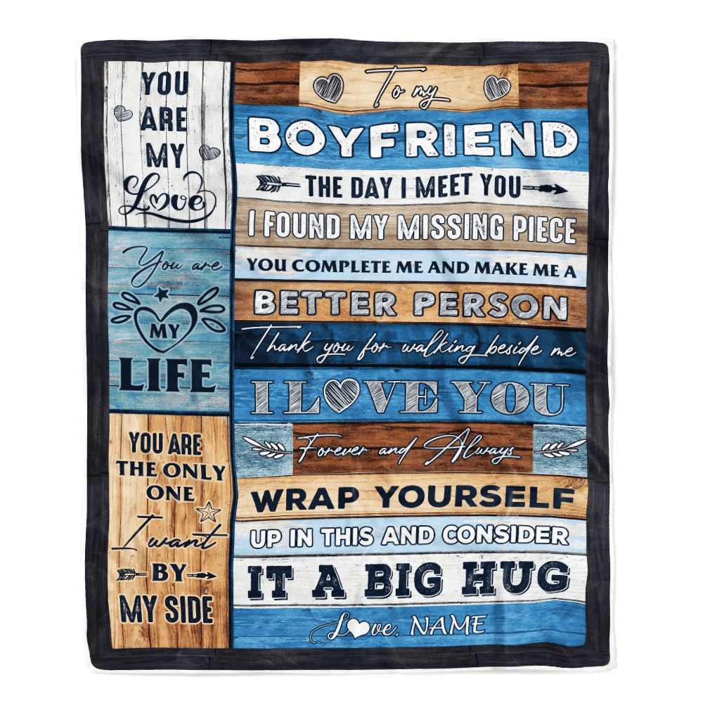 Personalized To My Boyfriend Blankets From Girlfriend You Are My Love It A Big Hug Boyfriend Birthday Valentine's Day Christmas Customized Fleece Blanket