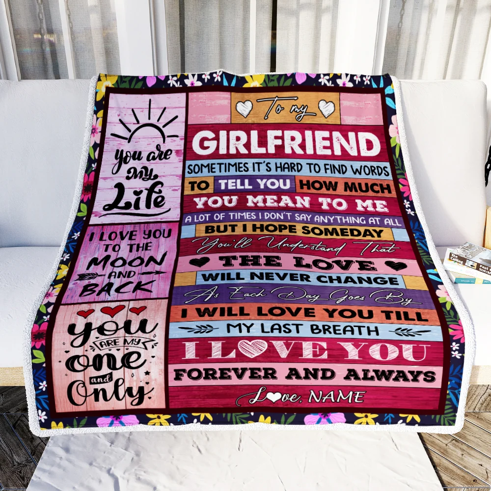 Personalized To My Girlfriend Blanket From Boyfriend Wood Never Forget That I Love You Girlfriend Anniversary Valentines Day For Her Christmas Fleece Blanket