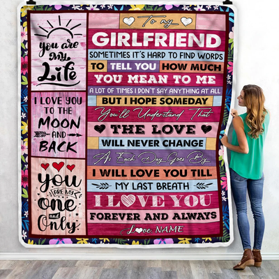 Personalized To My Girlfriend Blanket From Boyfriend Wood Never Forget That I Love You Girlfriend Anniversary Valentines Day For Her Christmas Fleece Blanket