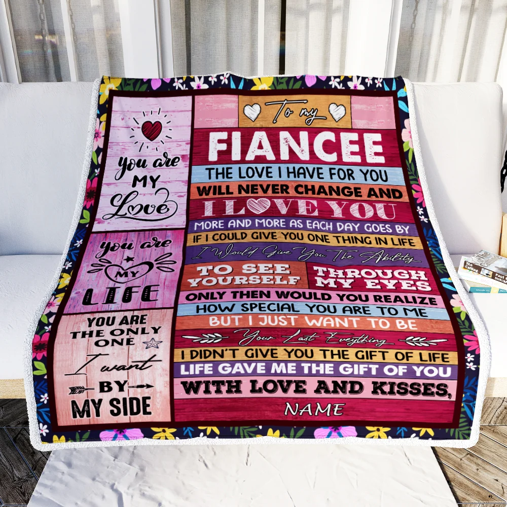 Personalized To My Fiancee Blanket From Fiance Wood I Love You More And More Soulmate Fiancee Anniversary Valentines Day Christmas Fleece Throw Blanket