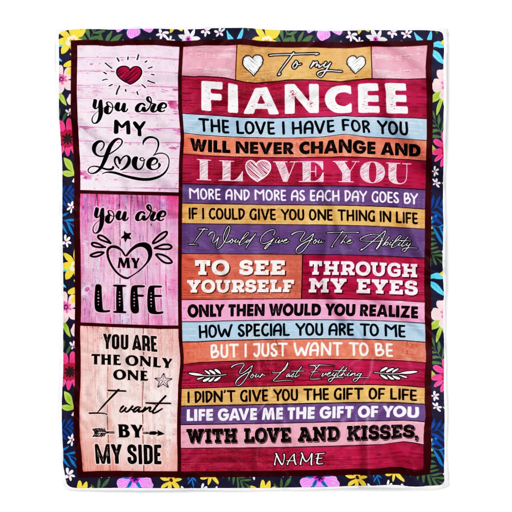 Personalized To My Fiancee Blanket From Fiance Wood I Love You More And More Soulmate Fiancee Anniversary Valentines Day Christmas Fleece Throw Blanket