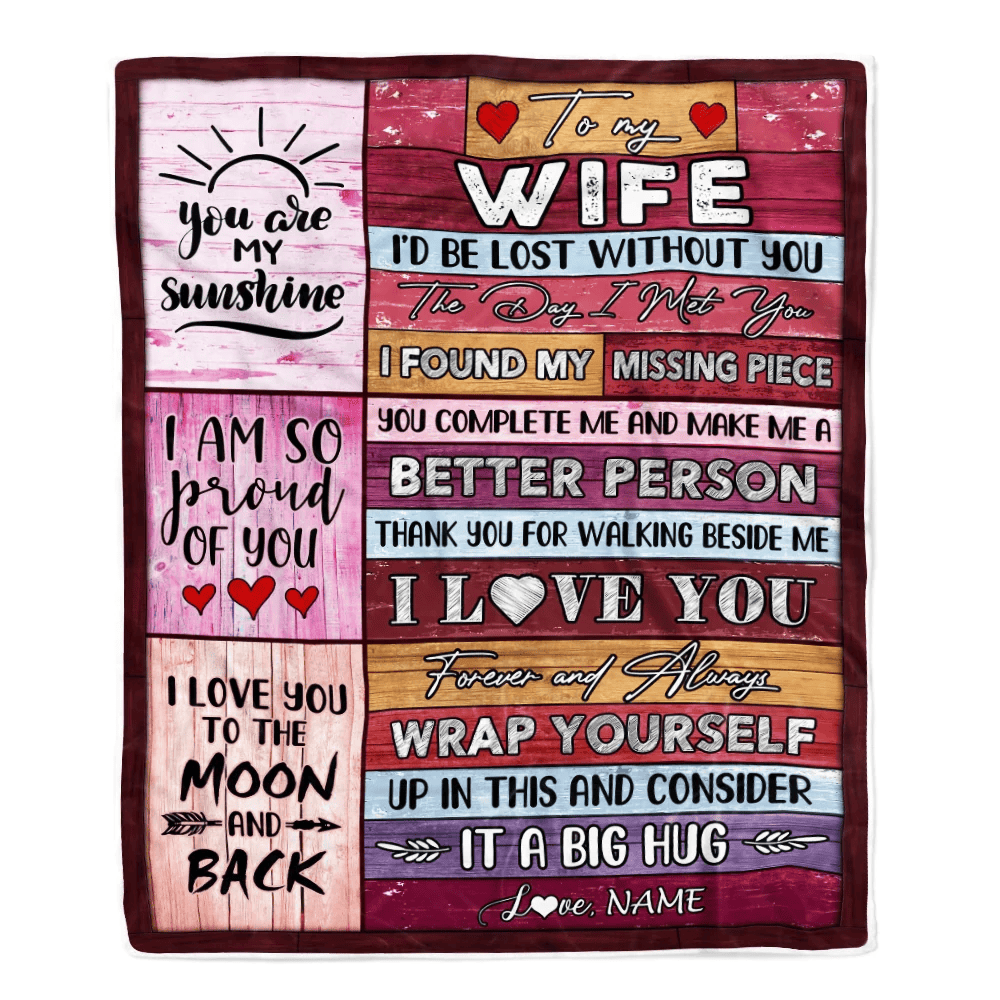 Personalized To My Wife Blankets From Husband You Are My Love It A Big Hug Wife Birthday Valentine's Day Christmas Customized Fleece Blanket