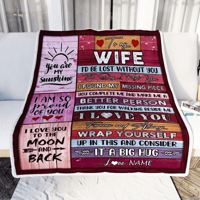 Personalized To My Wife Blankets From Husband You Are My Love It A Big Hug Wife Birthday Valentine's Day Christmas Customized Fleece Blanket