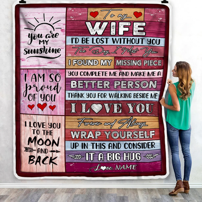 Personalized To My Wife Blankets From Husband You Are My Love It A Big Hug Wife Birthday Valentine's Day Christmas Customized Fleece Blanket