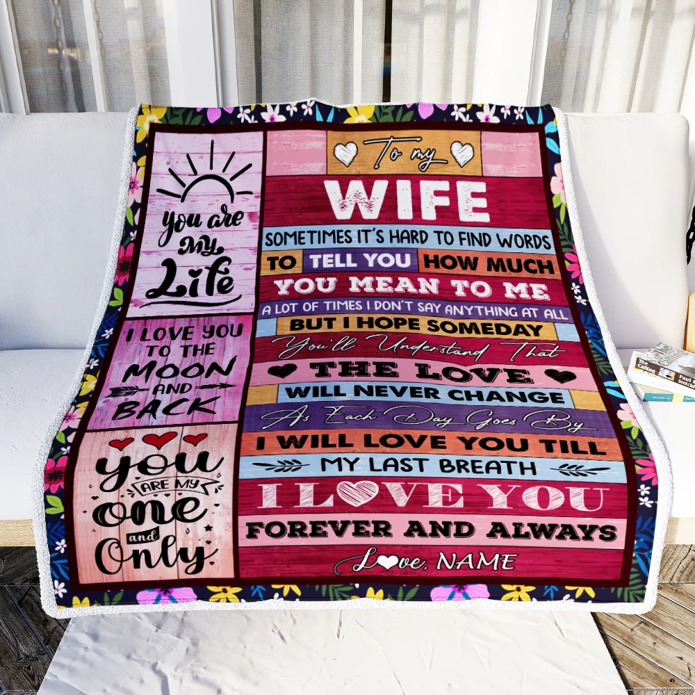 Personalized To My Wife Blanket From Husband Wood Never Forget That I Love You Wife Anniversary Valentines Day For Her Wedding Christmas Fleece Throw Blanket