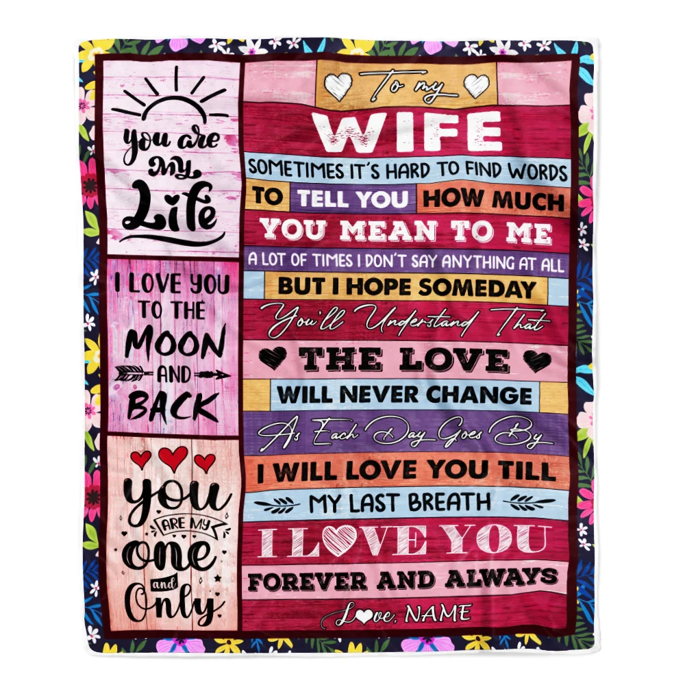 Personalized To My Wife Blanket From Husband Wood Never Forget That I Love You Wife Anniversary Valentines Day For Her Wedding Christmas Fleece Throw Blanket
