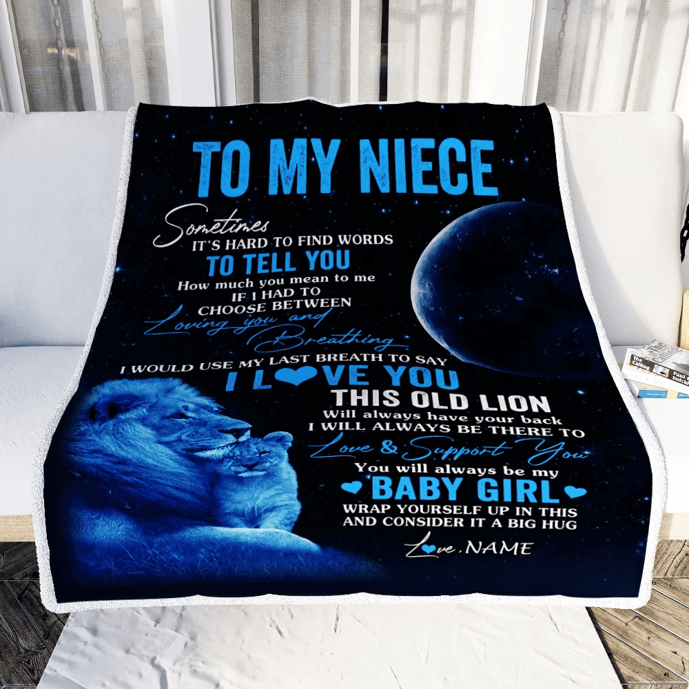 Personalized To My Niece Blanket From Uncle I Love You This Old Lion Niece Birthday Graduation Christmas Customized Bed Fleece Throw Blanket