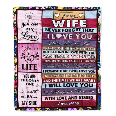 Personalized To My Wife Blanket From Husband Romantic I Love You Gifts For Wife Anniversary Valentines Wedding Christmas Customized Fleece Throw Blanket